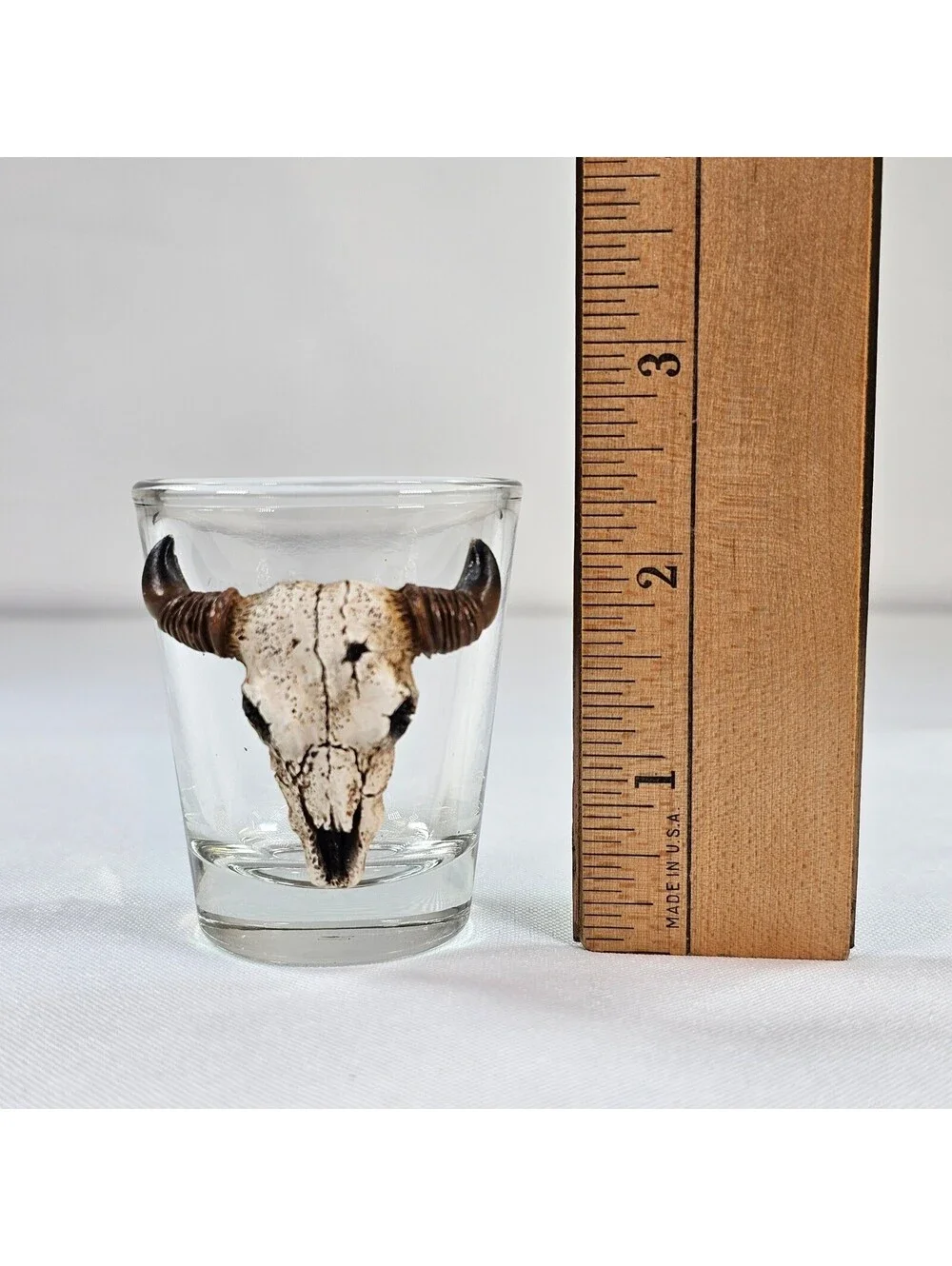 Southwestern Steer Skull Shot Glass 3D Resin Bull Head Clear Barware Decor